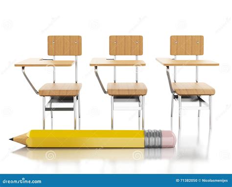 D School Chairs And Pencil Education Concept Stock Illustration