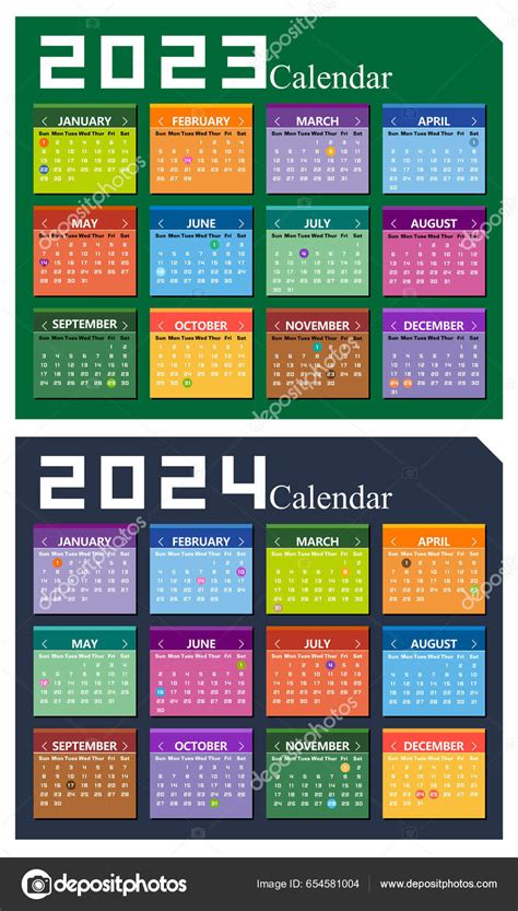 Vector Year 2023 2024 Calendar Stock Vector By ©dpp2012 654581004