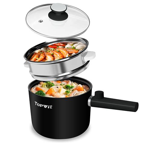 Topwit Hot Pot Electric With Steamer 1 5l Ramen Cooker Non Stick