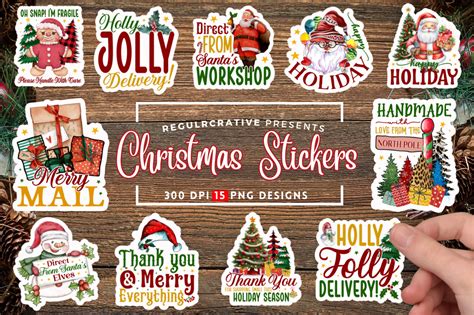 Christmas Printable Stickers Bundle Graphic By Regulrcrative Creative