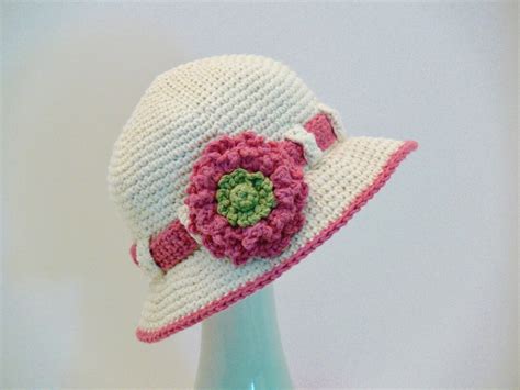 Crochet Pattern Girls Hat Sun Hat Winter Hat Brim, Flower, Bow, Newborn ...