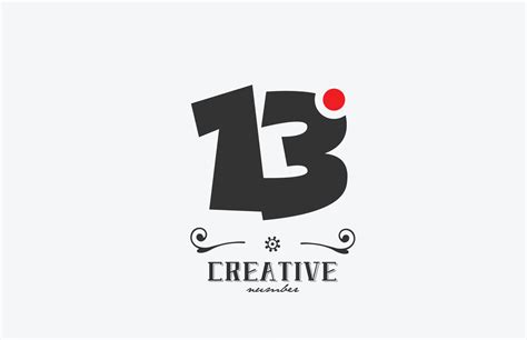 grey 13 number logo icon design with red dot. Creative template for ...