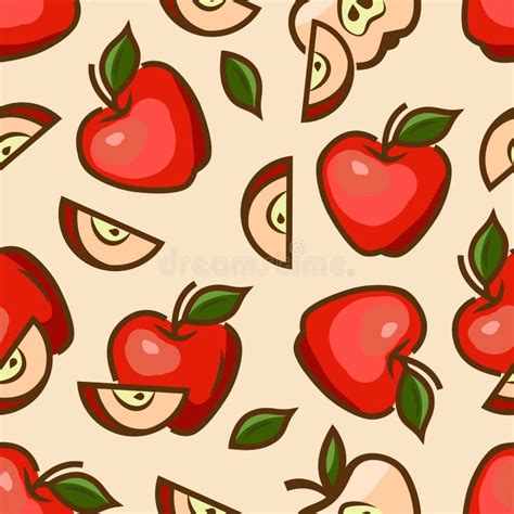 Seamless Pattern With Red Apples For Your Design Stock Vector