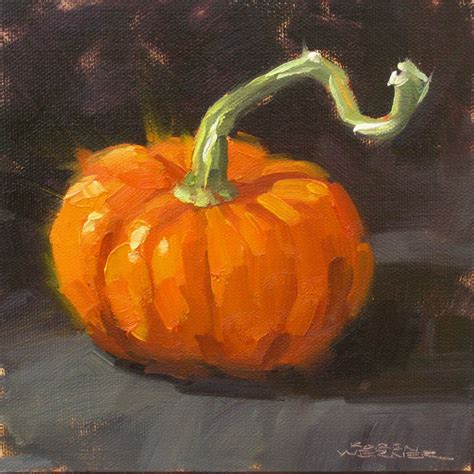 Karen Werner Fine Art Perky Pumpkin A Still Life Painting In Oil Sold