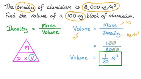 Question Video Finding The Mass Of An Object Given Its Density And Volume Nagwa