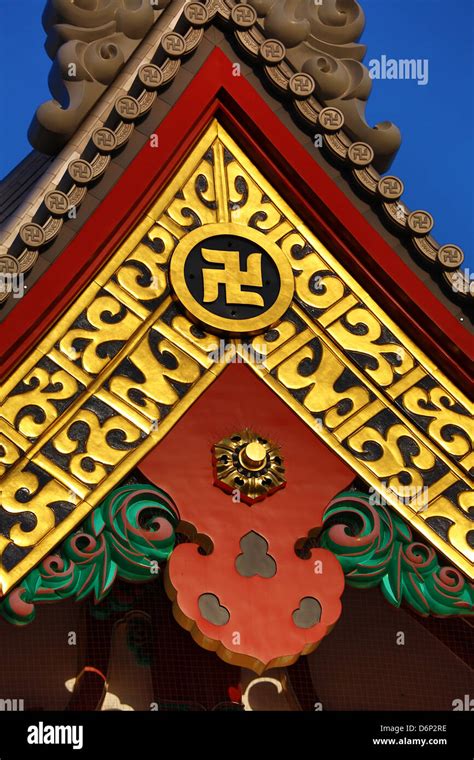 Gold Buddhist Swastika Symbol On A The Sensoji Asakusa Kannon Temple