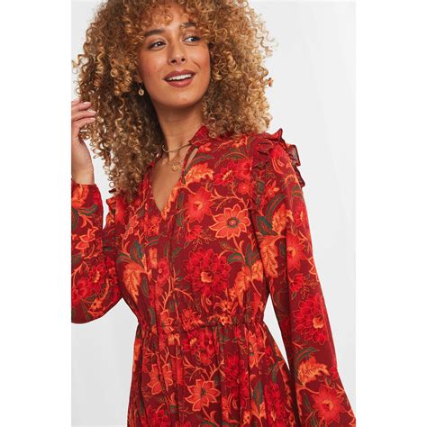 Joe Browns Floral Midi Dress Red Frasers