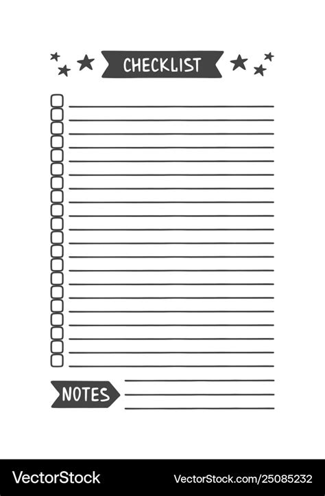 checklist printable organizer royalty  vector image