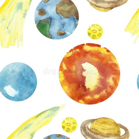 Watercolor Hand Painted Lifeless Nature Seamless Pattern With Solar