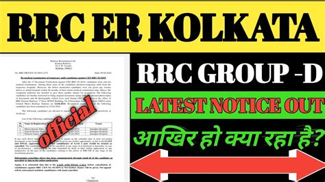 Rrc Er Kolkata Group D Latest Notice Out Eastern Railway Kolkata Group