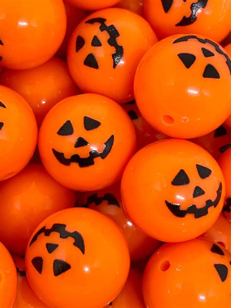 Chunky Halloween Beads Jack O Lantern Beads Pumpkin Beads Etsy