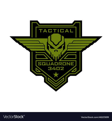 Tactical military skull squadron logo Royalty Free Vector