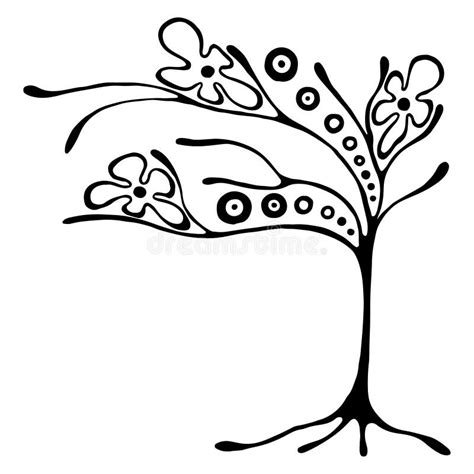 Vector Hand Drawn Illustration Decorative Ornamental Stylized Tree