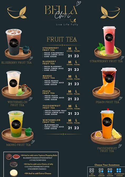 Boba Tea Menu - Bella Chai