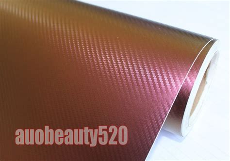 12 X 60 Hot 3D Car Chameleon Carbon Fiber Vinyl Wrap Sticker Gold