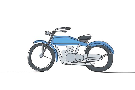 One single line drawing of old retro vintage motorcycle. Vintage ...