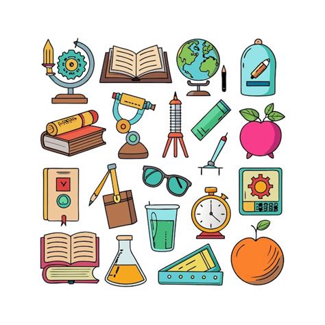 Conjunto de iconos realistas de educación y aprendizaje Vector