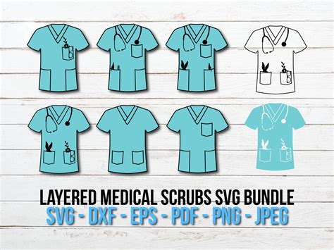 Medical Scrubs Svg Bundledoctor Nurse Scrubs Cut File Dxf Etsy