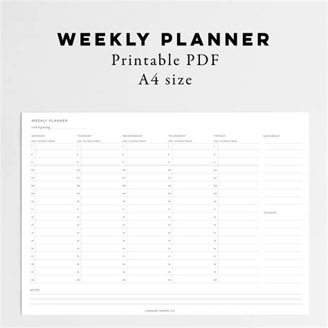 A4 Weekly Planner Printable