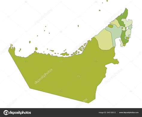 Highly Detailed Editable Political Map United Arab Emirates Stock