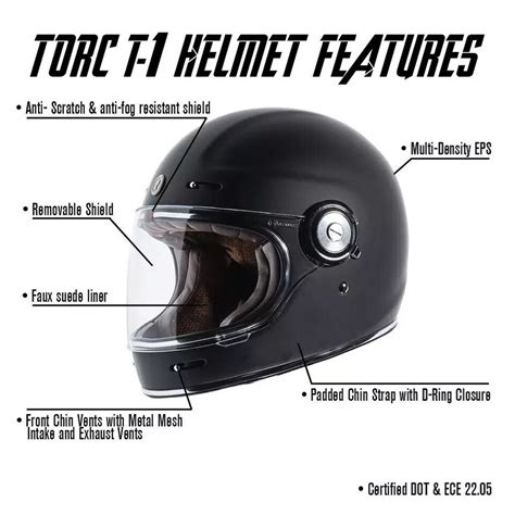 Full Face Motorcycle Helmet Torc Newport T1 Captain Gloss Black Dot 2x Large Ebay