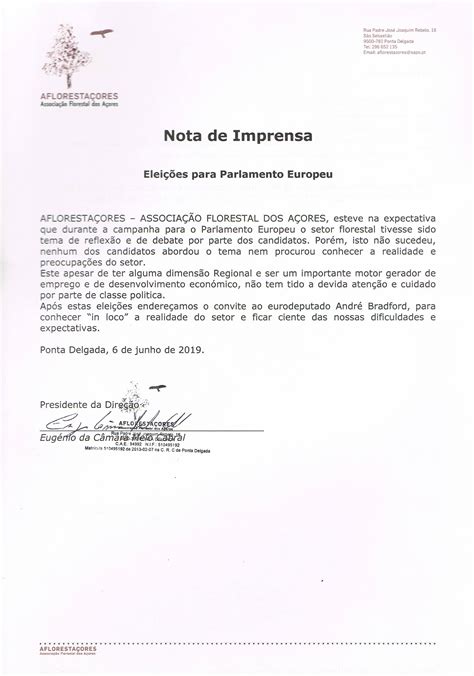 Nota De Imprensa Aflorestacores