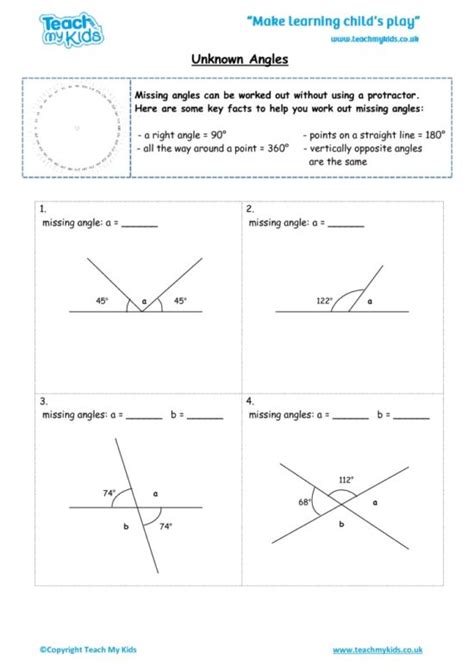 Solving For Unknown Angles Worksheets