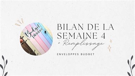 Enveloppes Budget Bilan De La Semaine Remplissage Novembre