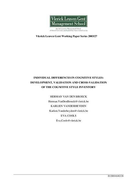 (PDF) Individual differences in cognitive styles: development ...