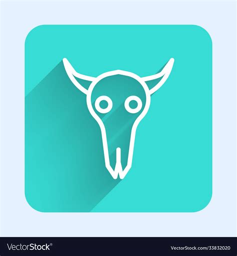 White Line Buffalo Skull Icon Isolated With Long Vector Image