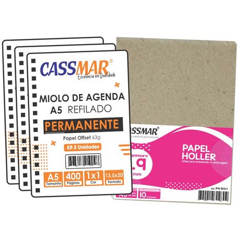 Kit Para Agenda Permanente Miolo Papel Holler 1 9mm 05 Un