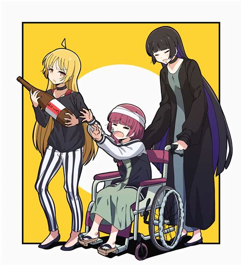 Safebooru 3girls Absurdres Ahoge Alcohol Bandaged Head Bandages Black Choker Black Coat Black