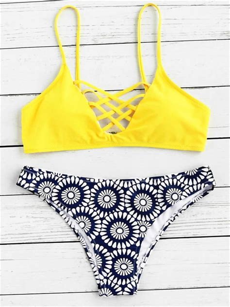 Criss Cross Bikini Set SheIn Sheinside Cute Bathing Suits Swimwear