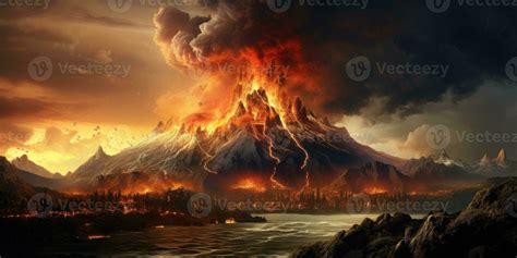 natural disaster Volcanic eruption. Generative AI 30325185 Stock Photo ...