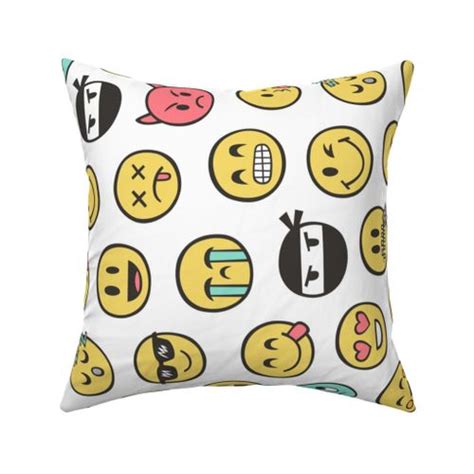 Smiley Emoticon Emoji Doodle On White Fabric Spoonflower