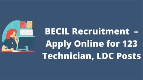 Becil Recruitment Apply Online For Technician Ldc Posts