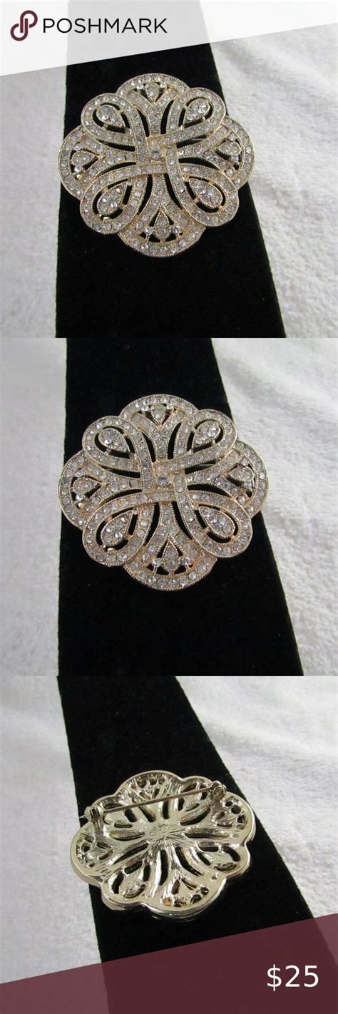 Clear Rhinestone Gold Tone Pin Brooch For Your Consideration Is This