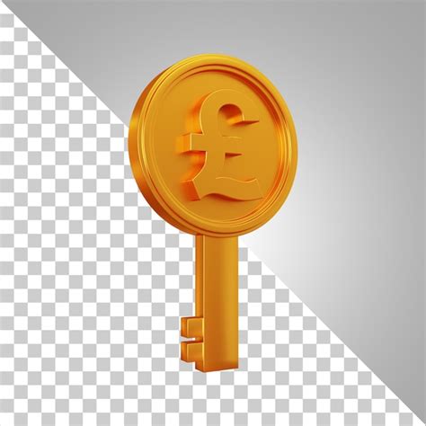 premium psd pound gold key  rendering