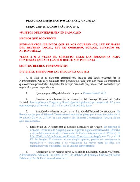 Caso práctico admin Caso práctico DERECHO ADMINISTRATIVO GENERAL