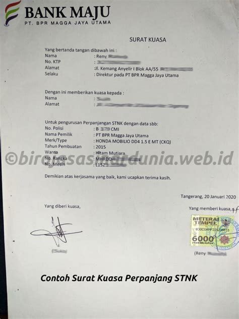 Detail Contoh Surat Kuasa Perpanjang Stnk Mobil Perusahaan Koleksi Nomer 11