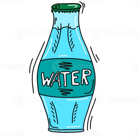 Colored Cartoon Doodle Glass Water Bottle 9343441 PNG