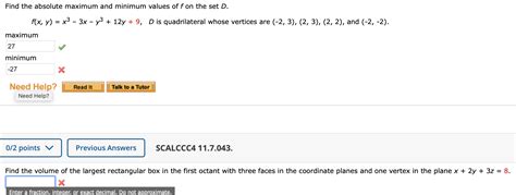 Solved Find The Absolute Maximum And Minimum Values Of F On Chegg