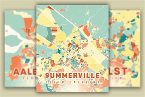 Summerville South Carolina Colorful Map Graphic by Poster Boutique ...