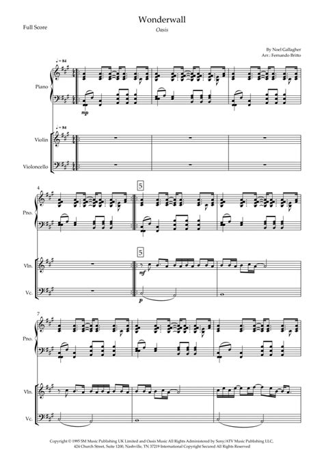 Wonderwall Arr Fernando Britto Sheet Music Oasis Instrumental