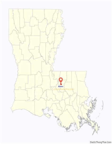 Map of Baker city, Louisiana - Thong Thai Real