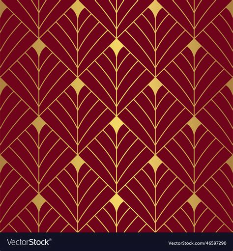 Red and gold art deco pattern Royalty Free Vector Image