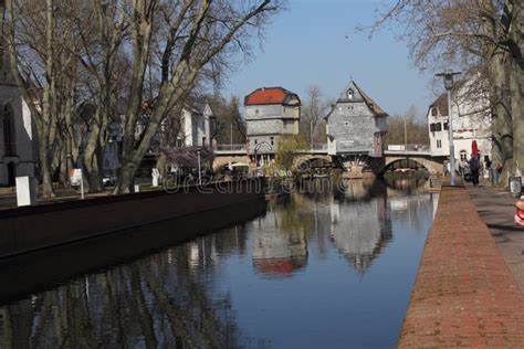 Cityscape of Bad Kreuznach with Its Historical Bridge Houses Editorial ...