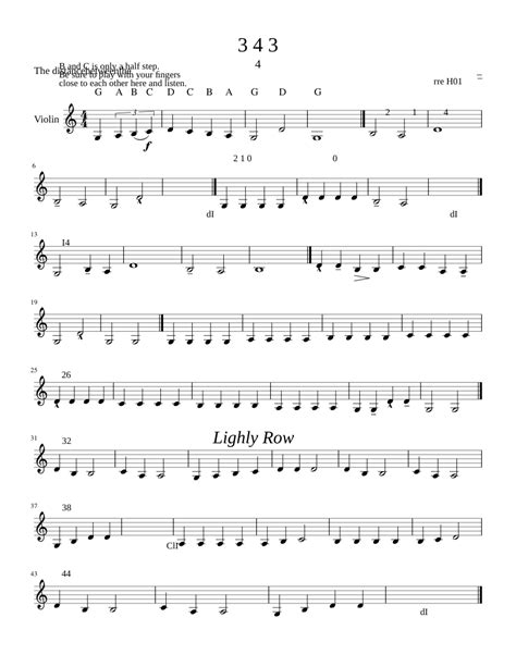 Learn The Notes On The G String Sheet Music For Violin Solo