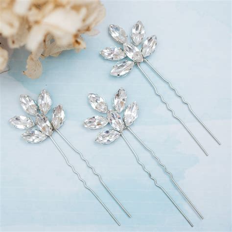 Diamante Hair Pins Wedding Hair Pin Set Silver Rhinestone Hair Slides