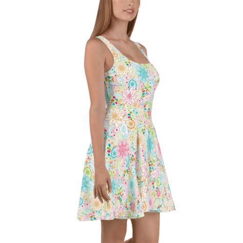 Stunning Shiny Multi Colored Tropical Flowers Print Skater Dress What Devotion Coolest